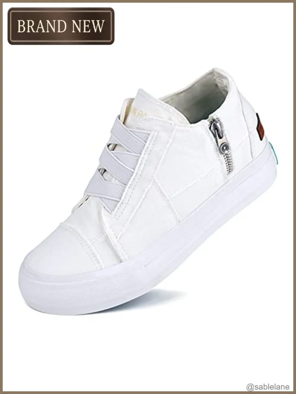 Canvas Wedge Sneakers Women Hidden Platform Non Slip Side Zipper Casual